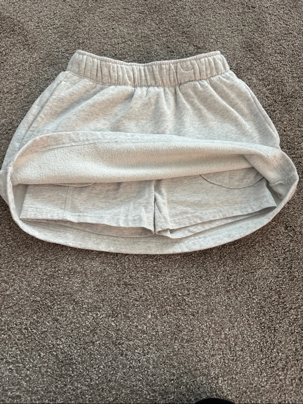 SO Light Gray Cotton Elastic Waist Skirt with Built-in Shorts and pockets - Picture 2 of 4